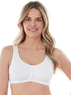 NWT Bestform Wireless Cotton Comfort Stretch Sports Bra Front Closure White 40